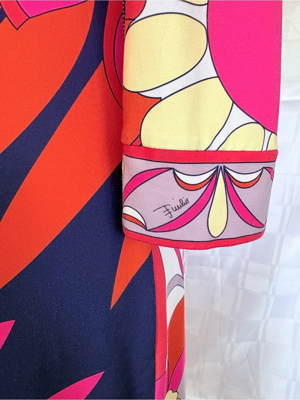 VTG Emilio Pucci 100% Silk Navy Multicolor Floral Midi Jersey Dress SZ 36 IT - Picture 11 of 14